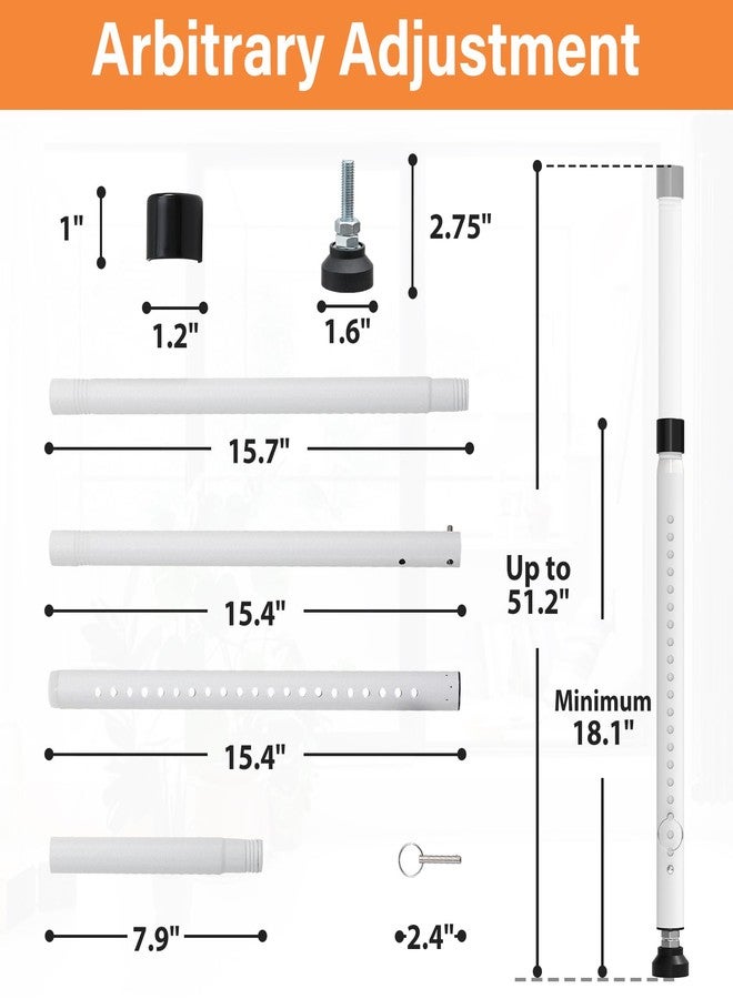 BsBsBest Window Security Bars Inside Adjustable 18 to 51 Inch Sliding Door Security Bar Interior White 1 Pack Window Locks Security up and Down Window Bars Security Extendable - Image 5